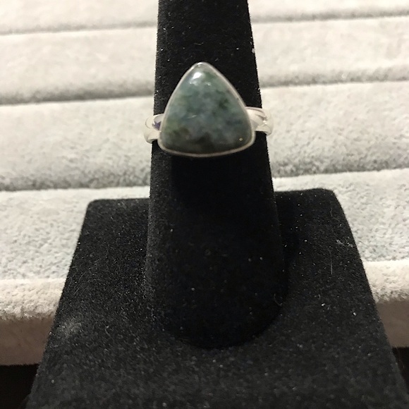New Sterling Silver Triangle Blue Green Mermaid Kyanite Ring Size 8-8.25 Crystal - Picture 9 of 16